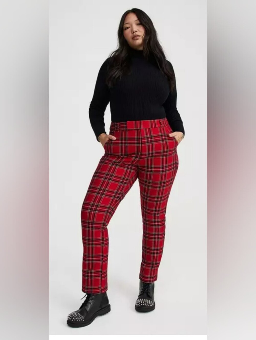Torrid Studio High Rise Ponte Plaid Trouser Pants 18R